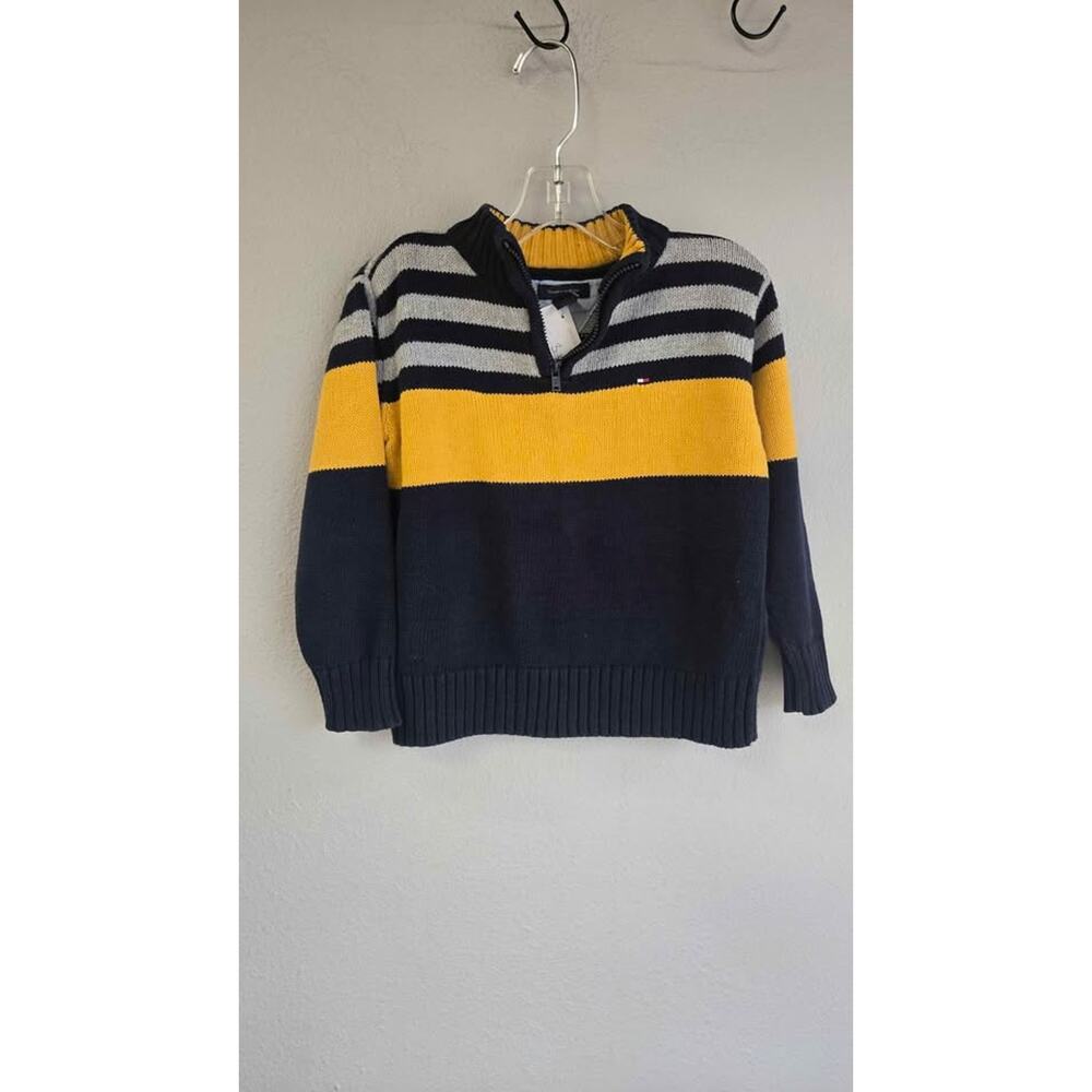 Tommy Hilfiger Striped Colorblock‎ Knit Quarter Zip Pullover Sweater 3T